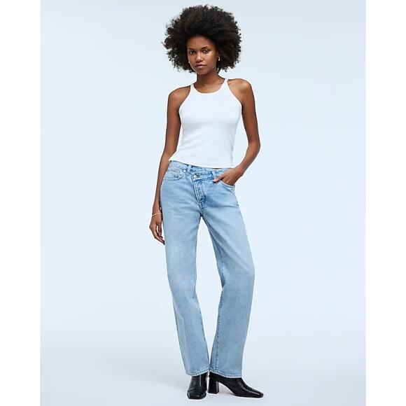 Madewell Low Slung Straight Jeans Sevilla Wash Blue Straight Slouchy US 27 NWT - Picture 5 of 16